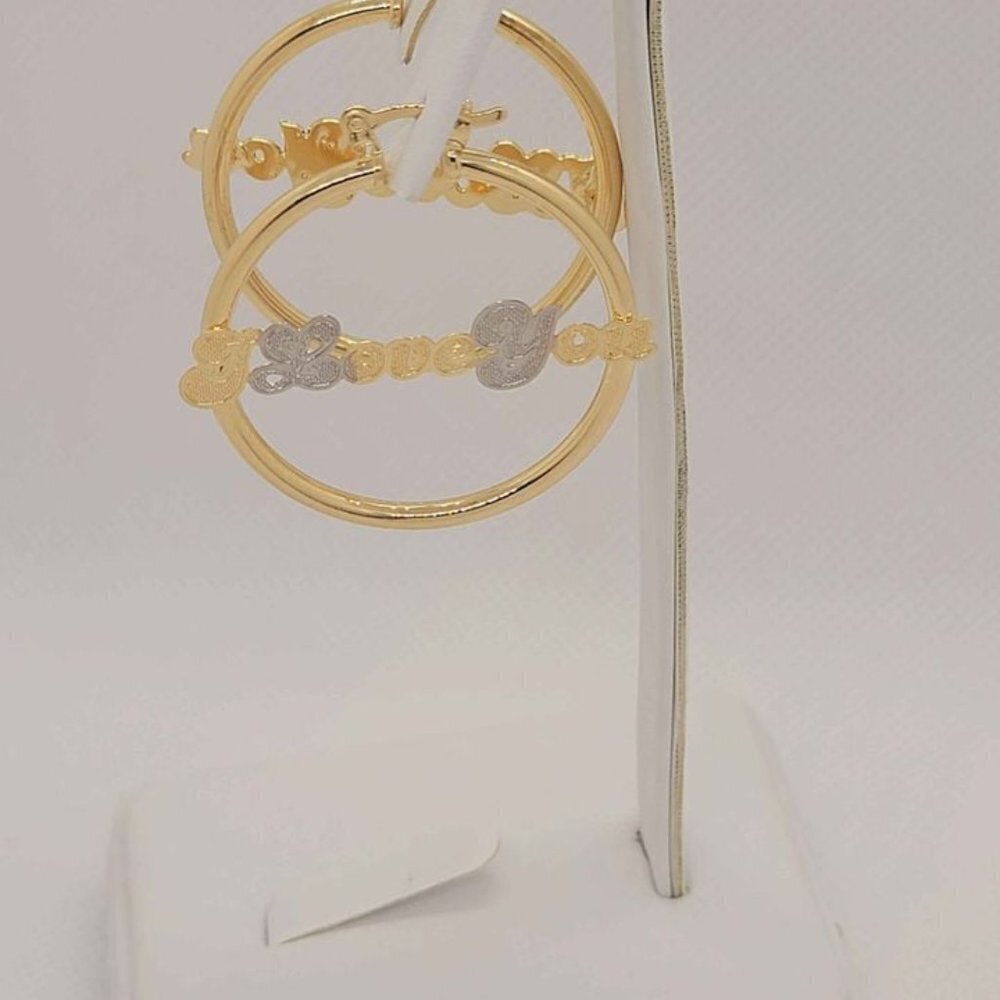 Brand New Brazilian 18k Gold Filled " I LOVE YOU"  Earrings - Picture 4 of 4